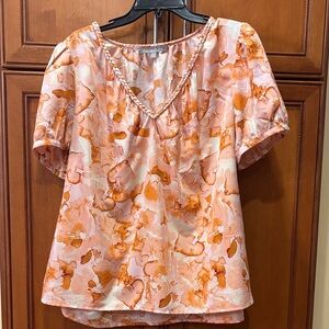 Daniel Rainn Peach and Coral Floral Blouse